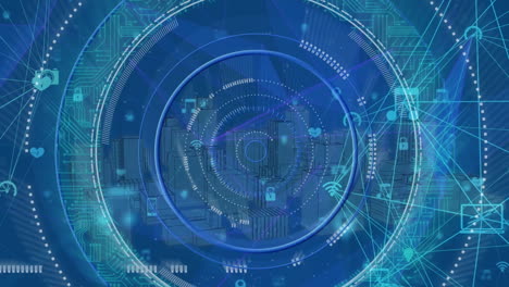 animation of data processing over media icons