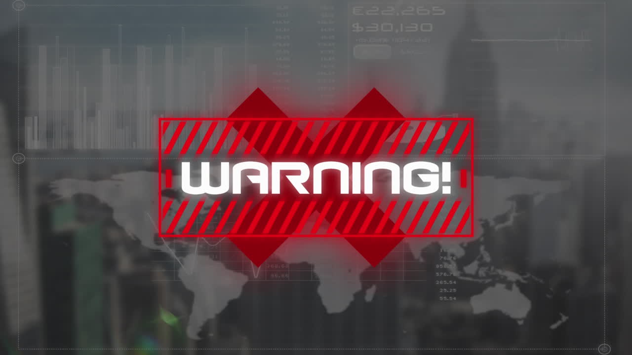 animación del texto de advertencia sobre el paisaje urbano