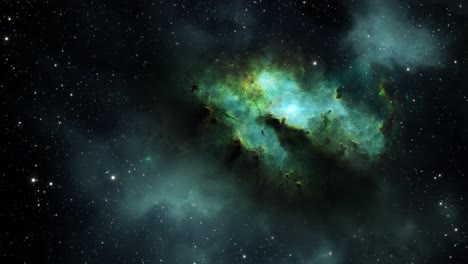 Gran-Universo,-Nebulosa-De-Color-Verde-En-El-Espacio