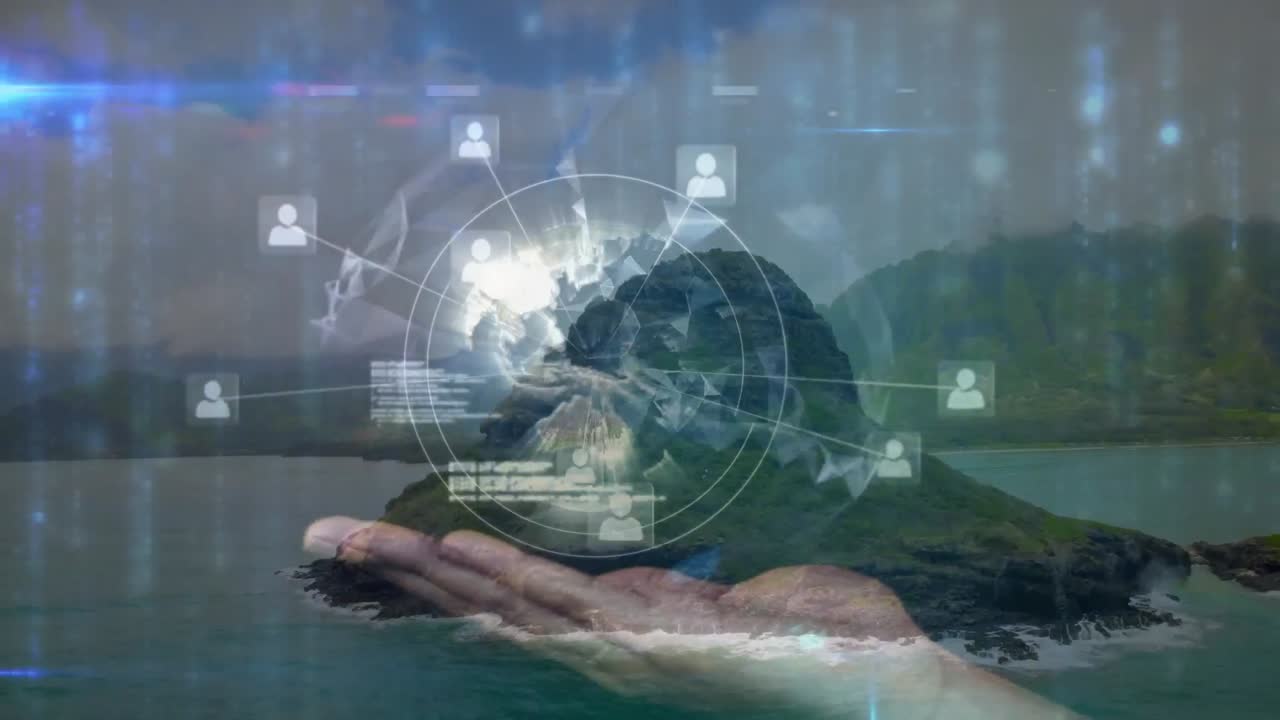 animación de la red de conexiones sobre el mar