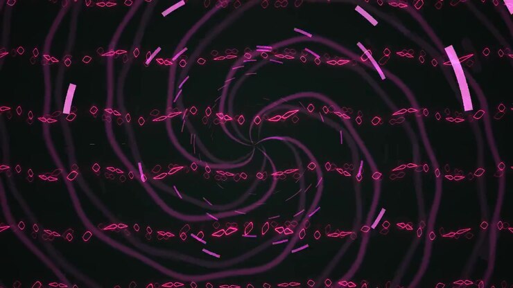 Movimento Espiral Abstrato com Formas Geométricas de Néon Rosa