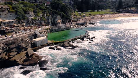 drone footage of bronte pool on a beautiful summers day