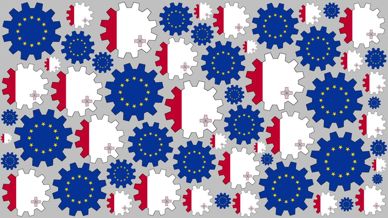 유럽과 몰타 발 기어 스피닝 배경