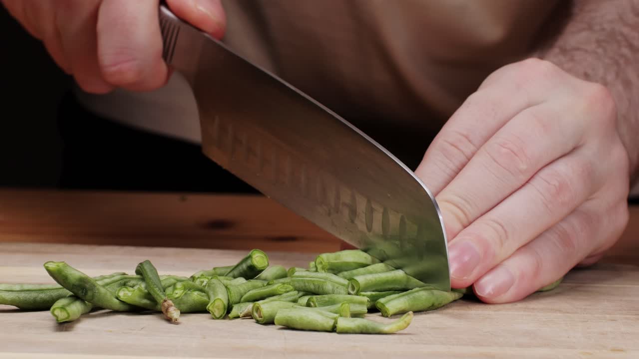 Chef Chopping Green Beans
