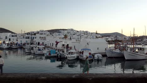 Romantic Sunset in a Greek Island Harbor