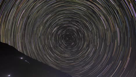 cumulative 8 hour long time-lapse of star trails around the celestial north pole