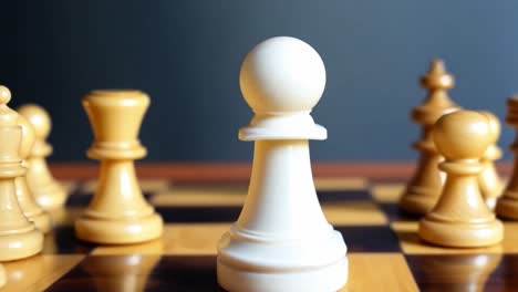 close up of a white pawn on a chessboard