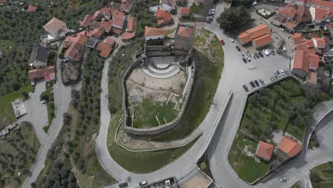 Aerial-view-of-the-historical-castle-of-Belmonte-on-the-Portuguese-village-of-Belmonte