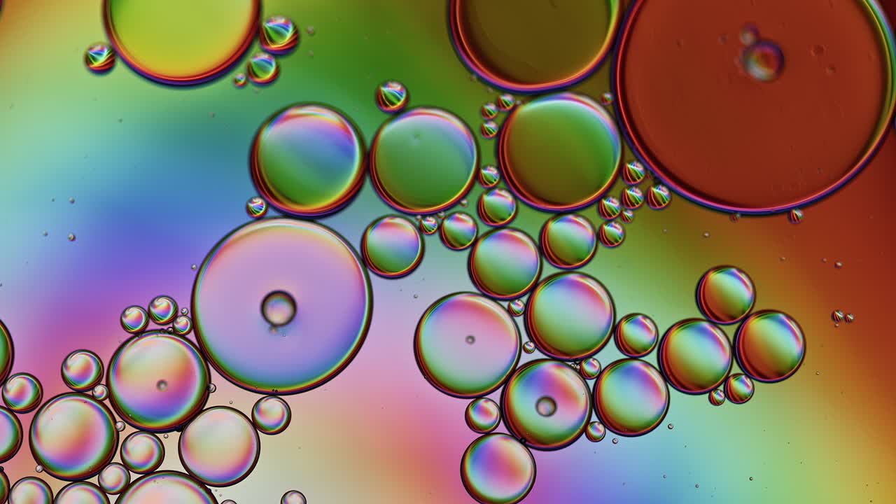 abstract colorido alimentos gotas de aceite burbujas y esferas que fluyen