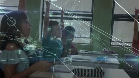 Animation of network of connections over diverse schoolchildren learning in classroom