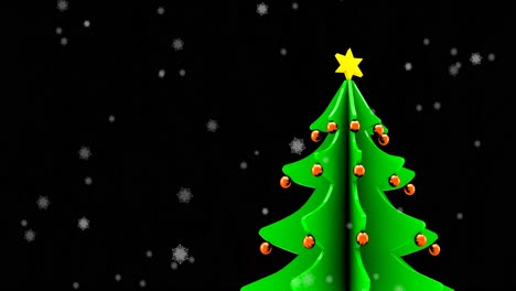 Animation-of-snow-falling-over-christmas-tree-on-dark-background