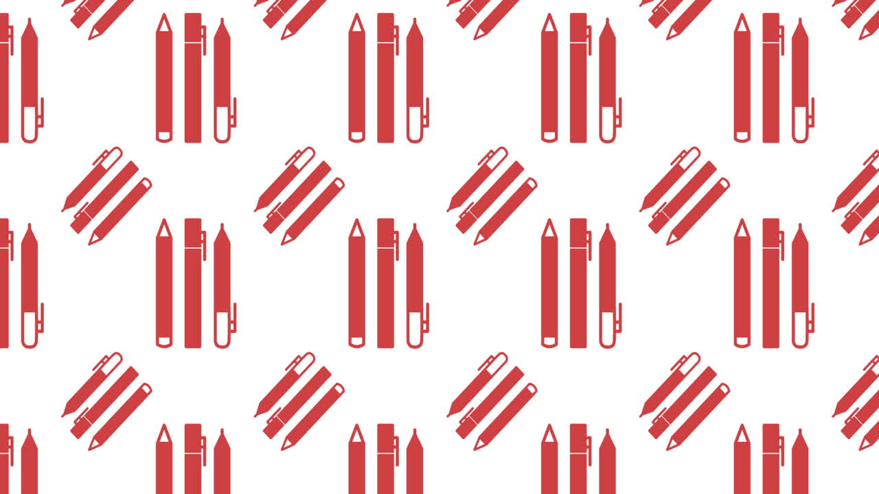 Animation of school items icons moving on white background