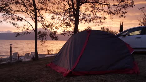 lake ohrid at sunrise in albania