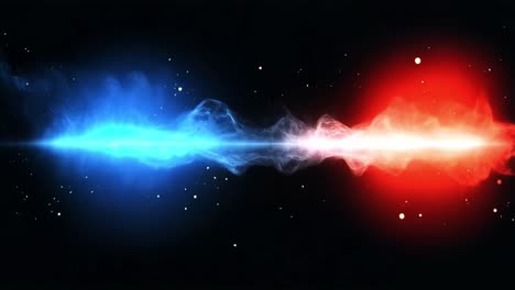 abstract blue and red energy particles