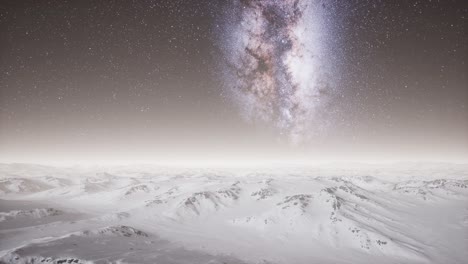 Vía-Láctea-Sobre-Terreno-Cubierto-De-Nieve