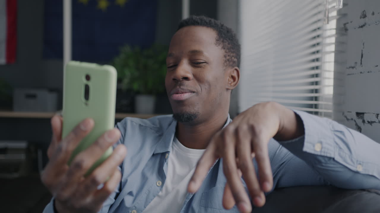 Man having a video call on his smartphone