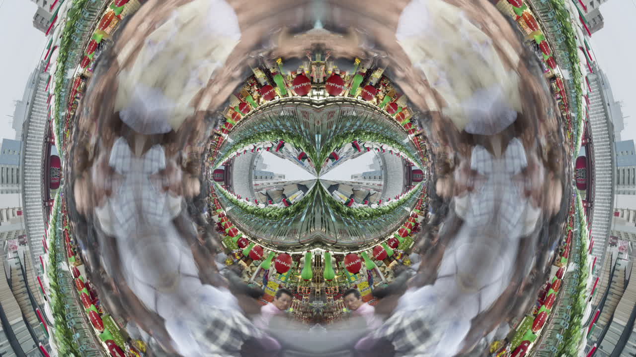 timelapse of tokyo city scene and skyline made into abstract fisheye tiny planet