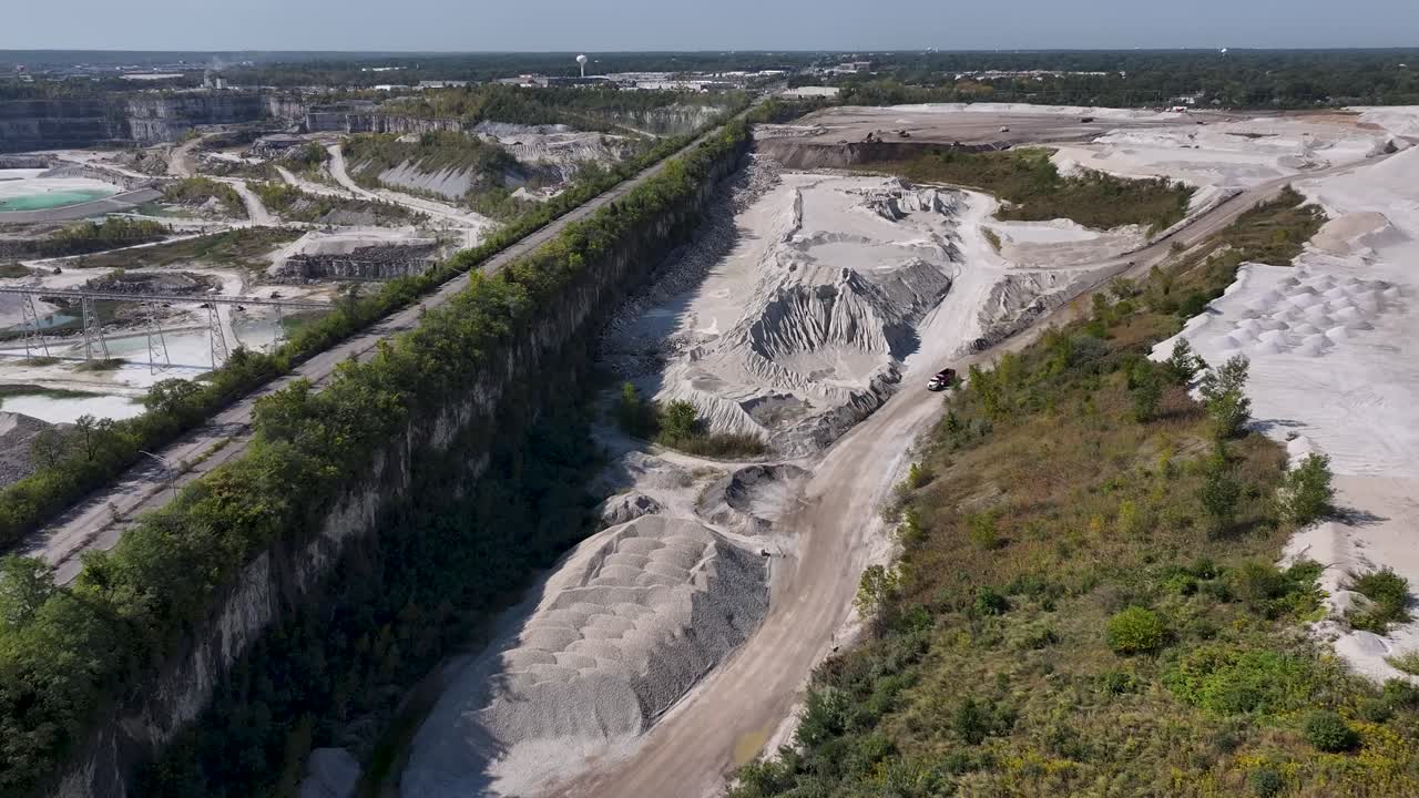 Aerial view of part of dug out quarry in McCook, Illinois