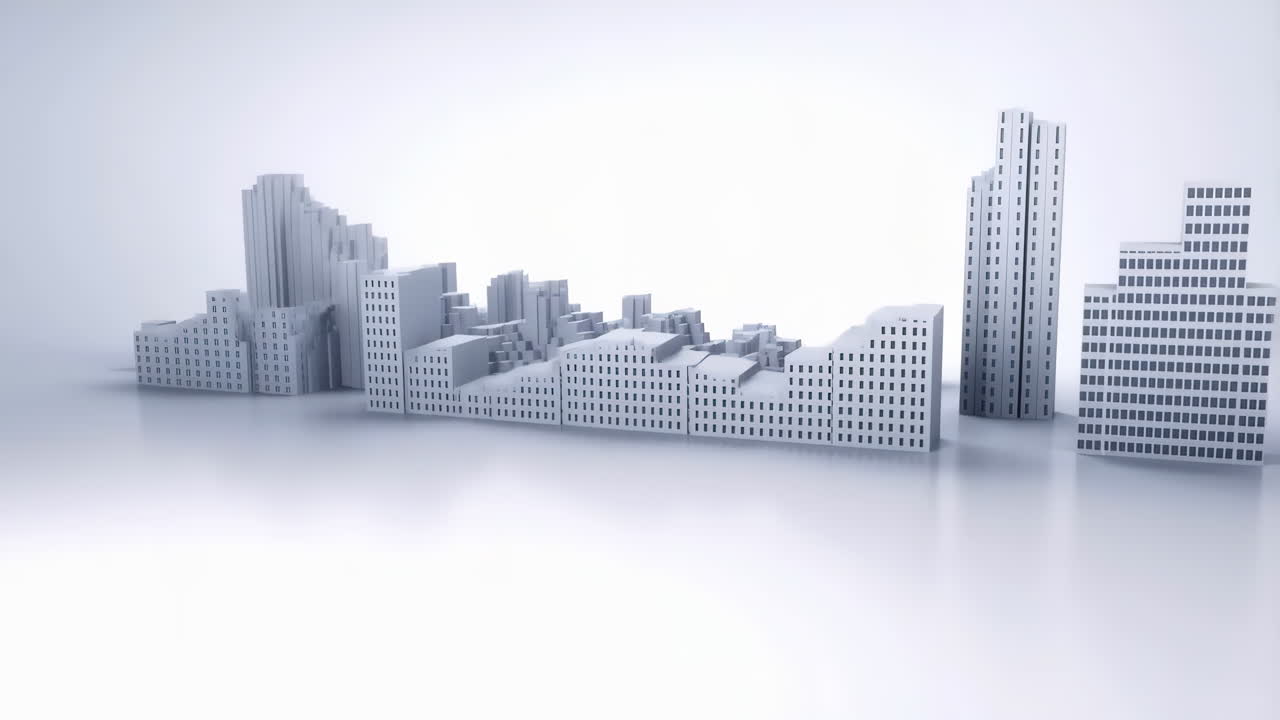 Abstract Minimalist City Skyline in White