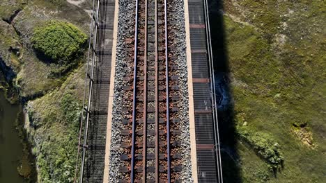 railroad tracks on old trestle bridge