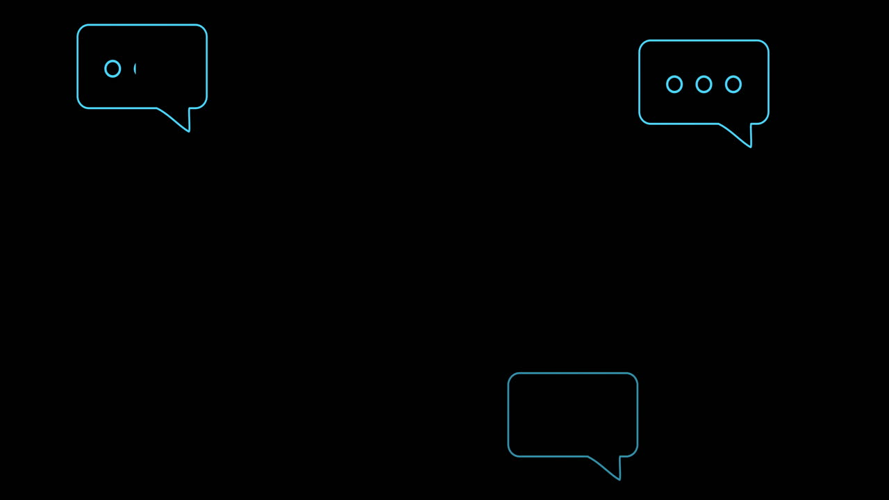 Animation of ai data processing in speech bubbles over black background