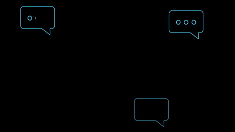 animación del procesamiento de datos ai en burbujas de voz sobre fondo negro