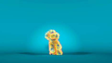 un personaje colorido de mono bailando al estilo gangnam contra un fondo azul.