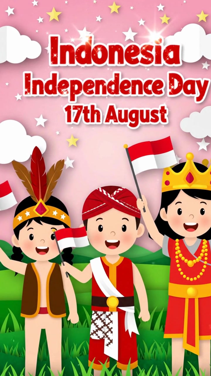 Cartolina animata per la celebrazione del Giorno dell'Indipendenza dell'Indonesia