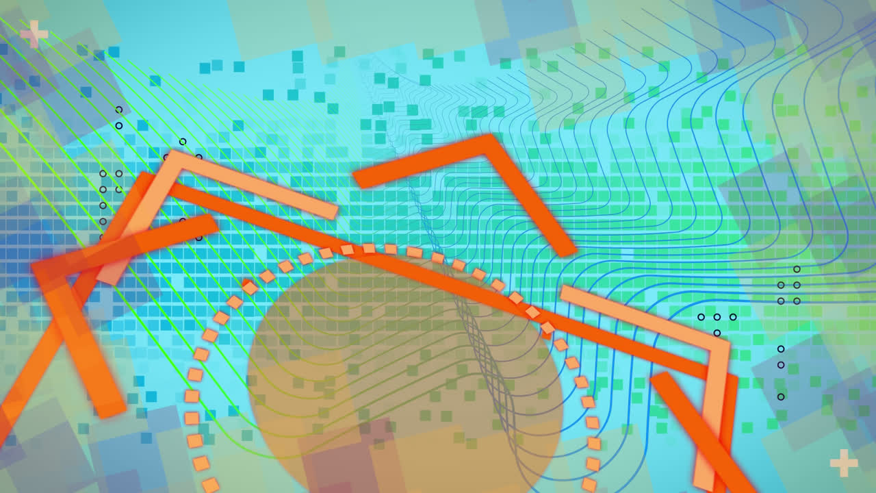 animación de cuadrados naranjas que se mueven sobre un fondo cuadrado azul