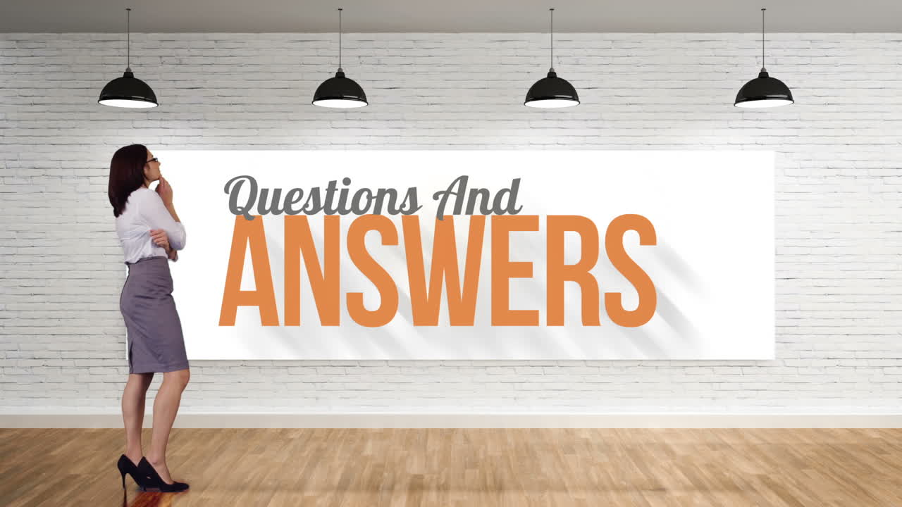 Businesswoman viewing questions and answers clip