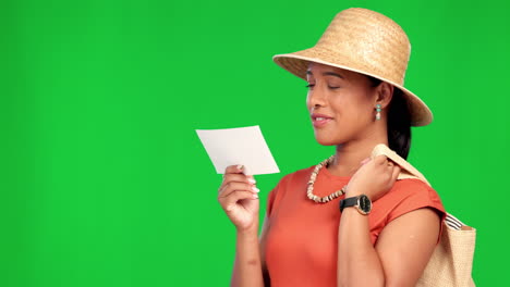 Search,-happy-and-a-woman-on-a-green-screen