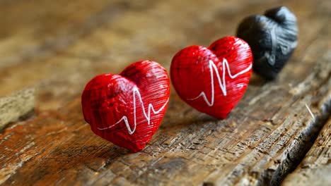 Hearts on Wooden Surface