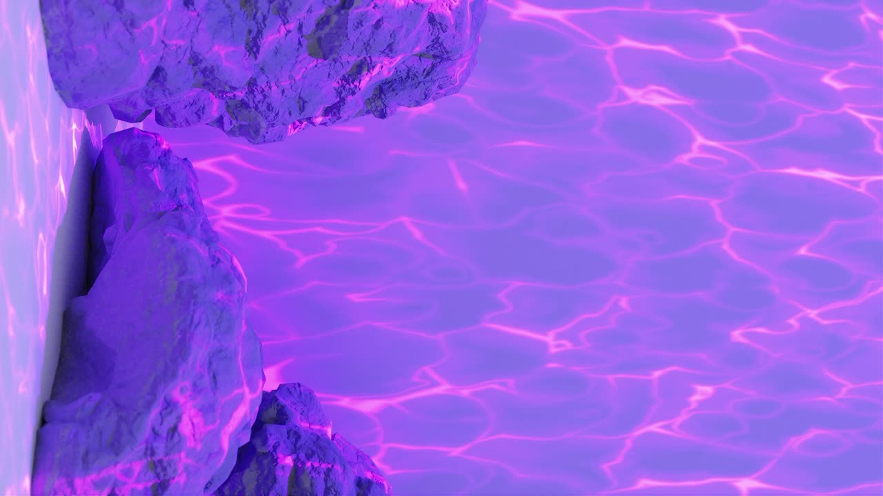 energía púrpura eléctrica entre las rocas