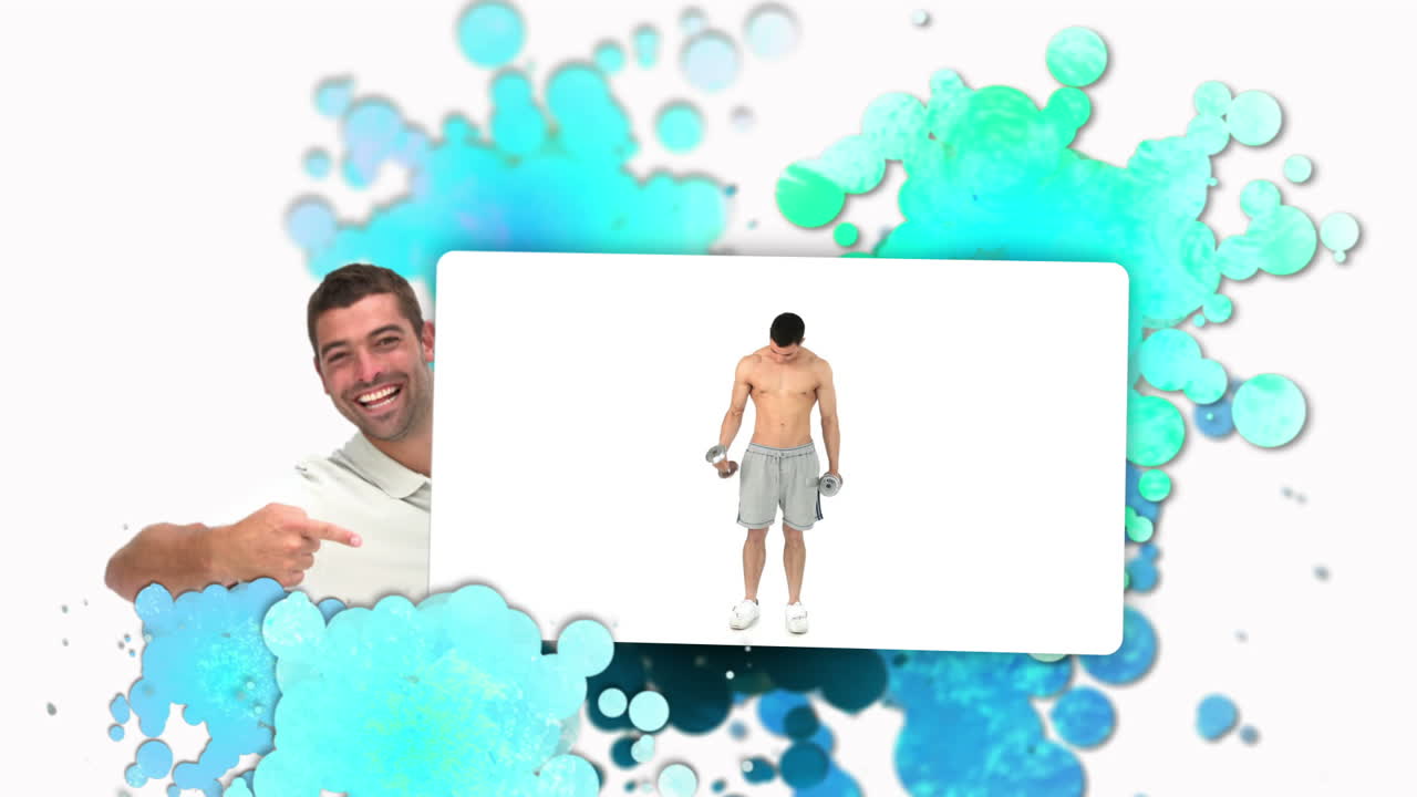 joven señalando a un hombre haciendo deportes