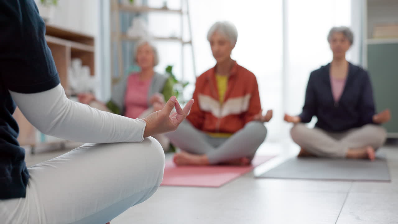노인, 요가 수업, 코치 명상