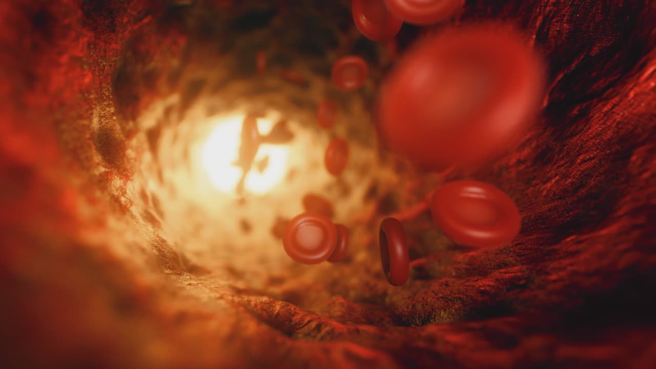 flujo de sangre a través de un vaso sanguíneo