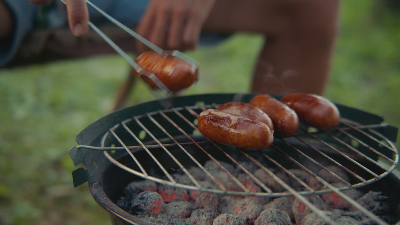 Grilling Sausages Outdoors
