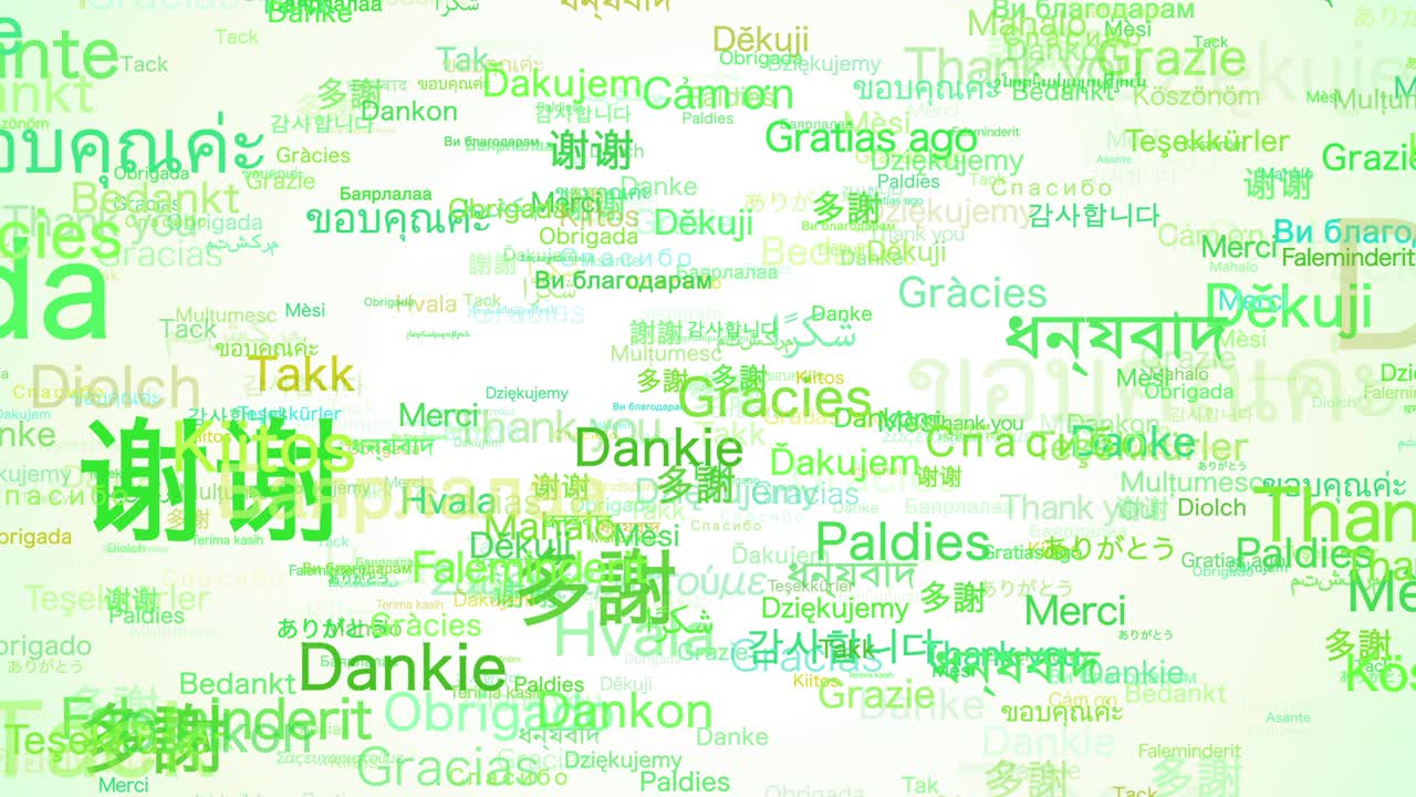 "Thank you" in Various languages.