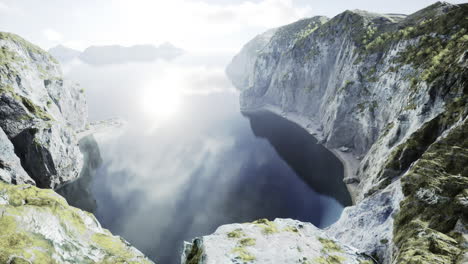 serene mountain valley fjord landscape