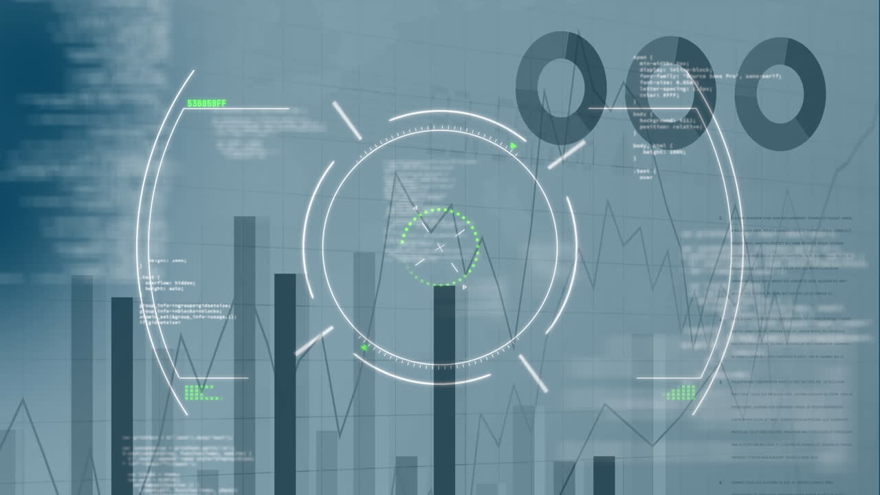 Animation of data processing over blue background