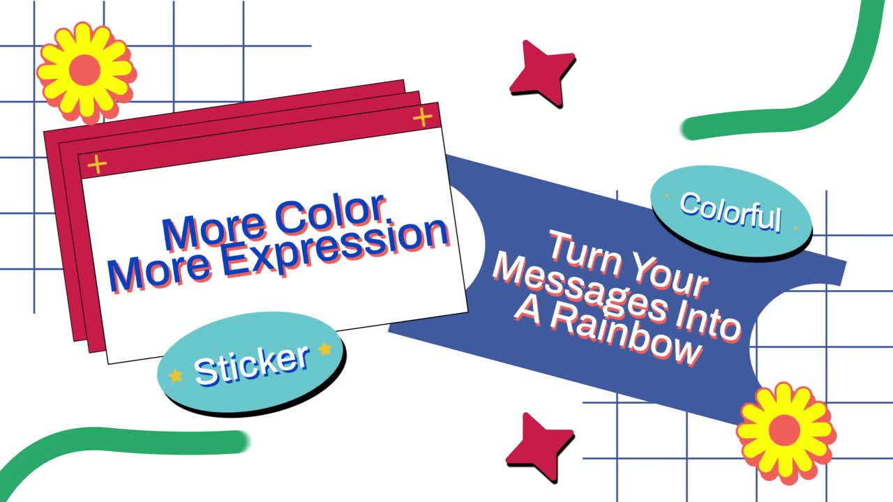 Colorful Animated Sticker Pack Promotion with Retro Graphics