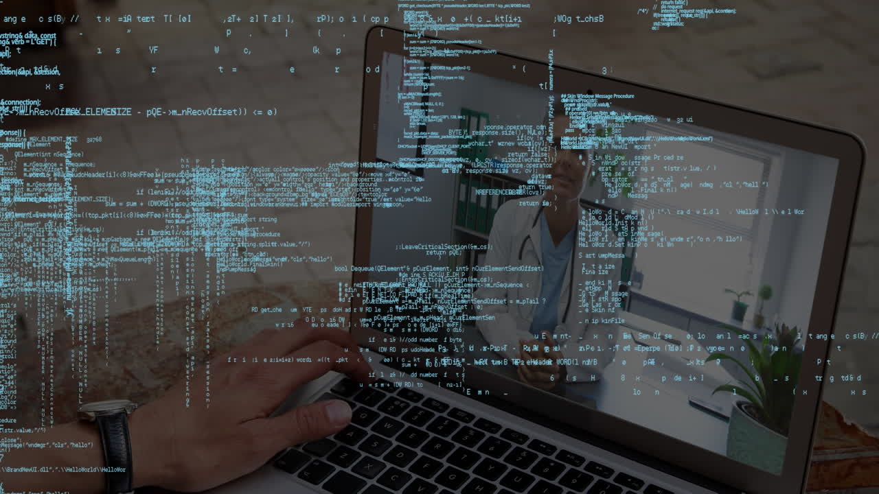 procesamiento de datos sobre los médicos que utilizan computadora portátil