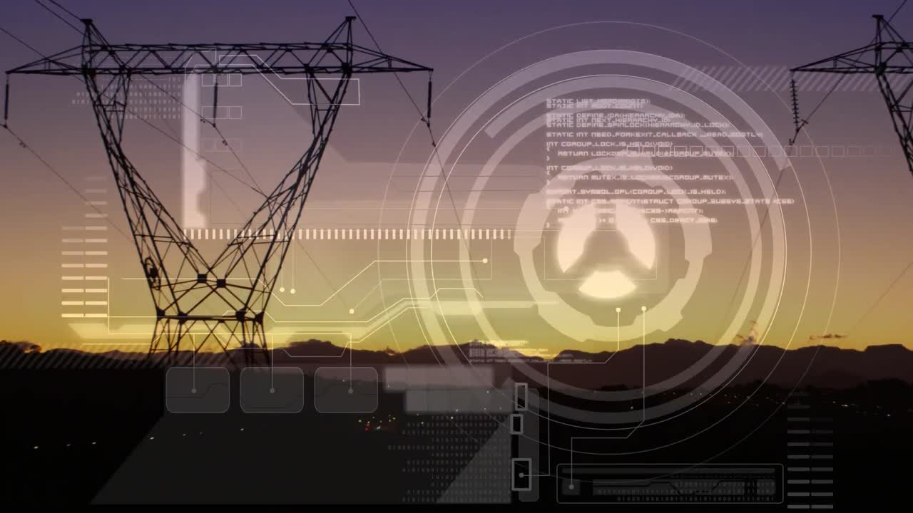 Futuristic interface and power lines