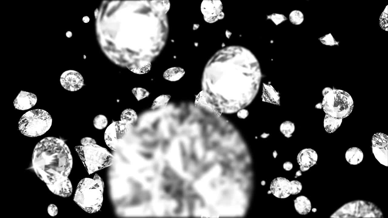 날아가는 반이는 보석, 화려한 다이아몬드, 귀중한 보석, 에메랄드 녹색 루프 배경 3d