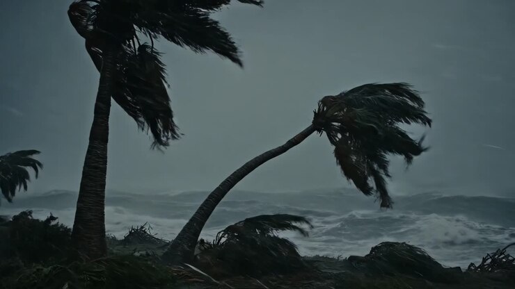 Hurricane with Palm Trees