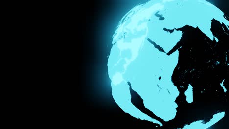 globo holográfico azul en el espacio de texto negro.