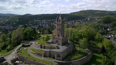 drone flight to the historical wilhelmsturm of dillenburg town in germany