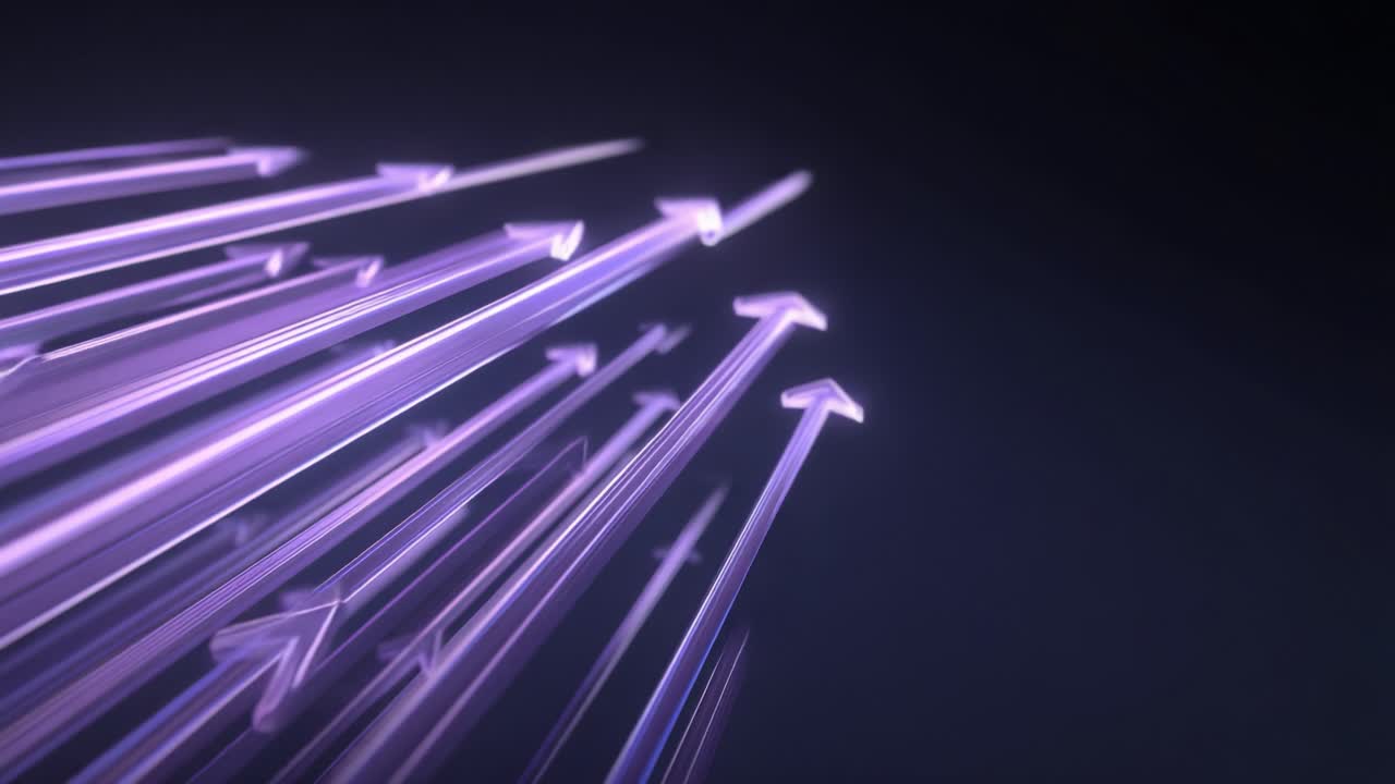 Dynamic Movement of Purple Arrows: Capturing the Essence of Motion and Directionality in Digital Art Through Vibrant Light Trails and Modern Design Elements