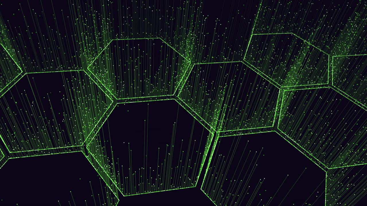 patrón hexagonal verde simétrico de líneas y puntos
