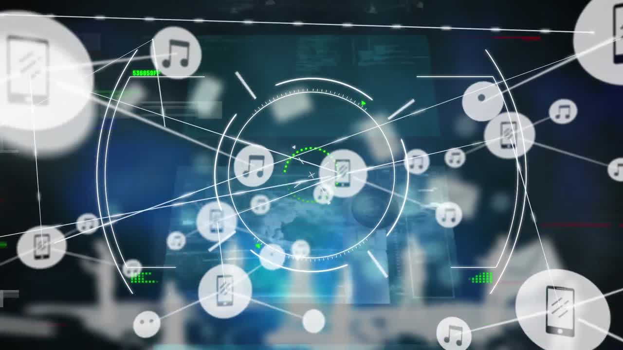 이 영상은 인간의 눈, cctv 카메라, 디지털 데이터 프로세싱, 세계 지도를 가진 다양한 화면을 보여줍니다.